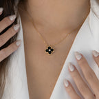 TimiCLOVER 15MM DIAMOND ONYX NECKLACE