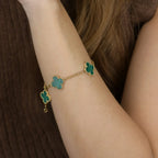 [Timi]New  CLOVER 5 MOTIF MALACHITE BRACELET COLLECTION