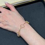 [Timi]New CLOVER 5 MOTIF ROCK CRYSTAL BRACELET
