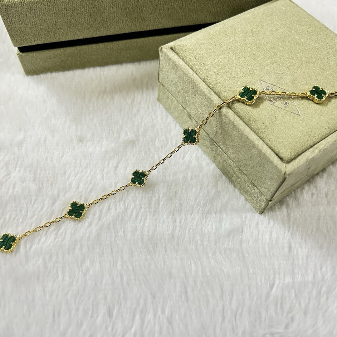 [¡®Timi¡¯]CLOVER 6 MOTIF MALACHITE BRACELET
