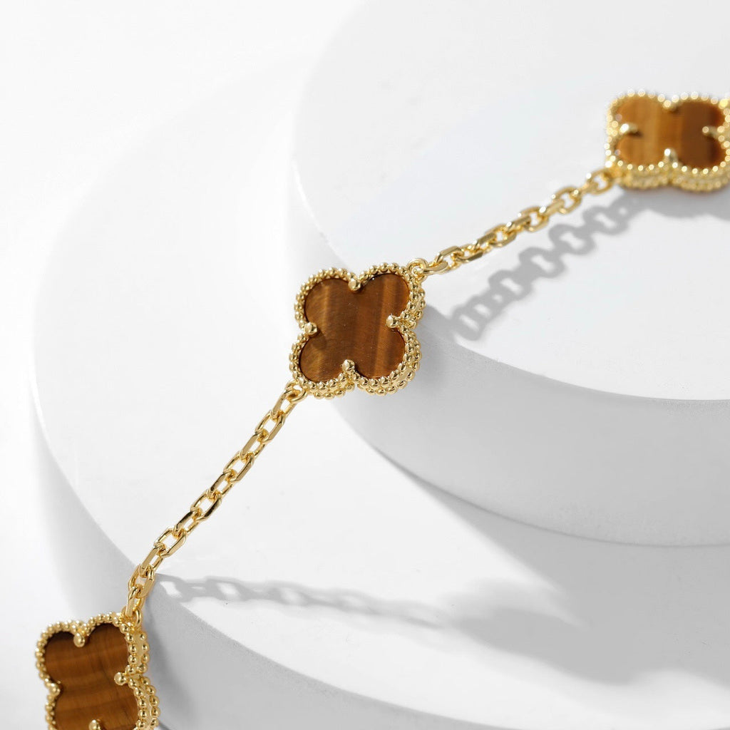 TimiCLOVER 10 MOTIFS TIGER EYE NECKLACE
