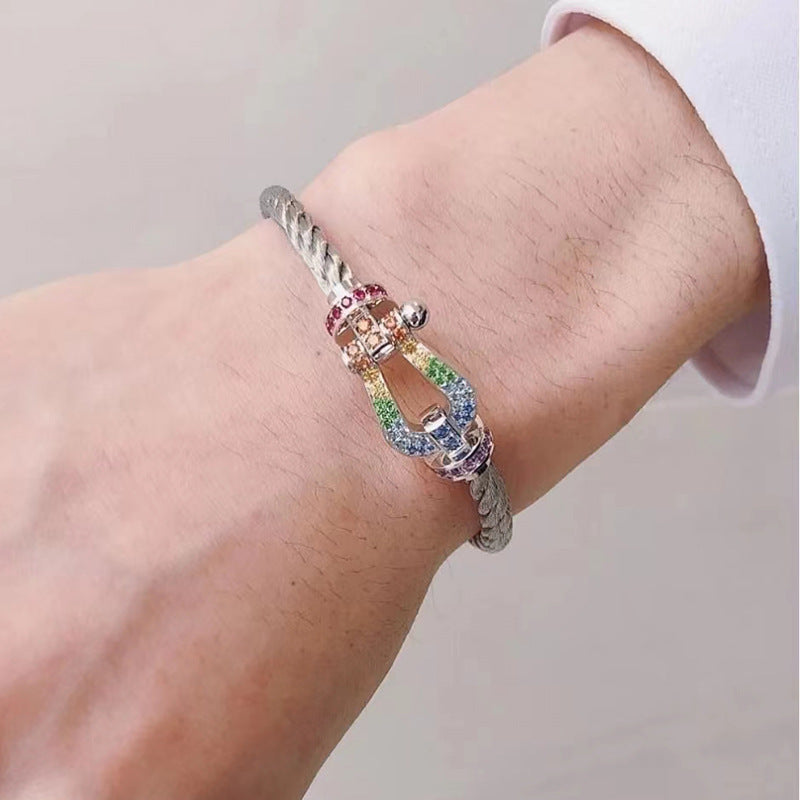 TimiFORCE LARGE HORSESHOE  COLORED DIAMOND BRACELET ROSE GOLD