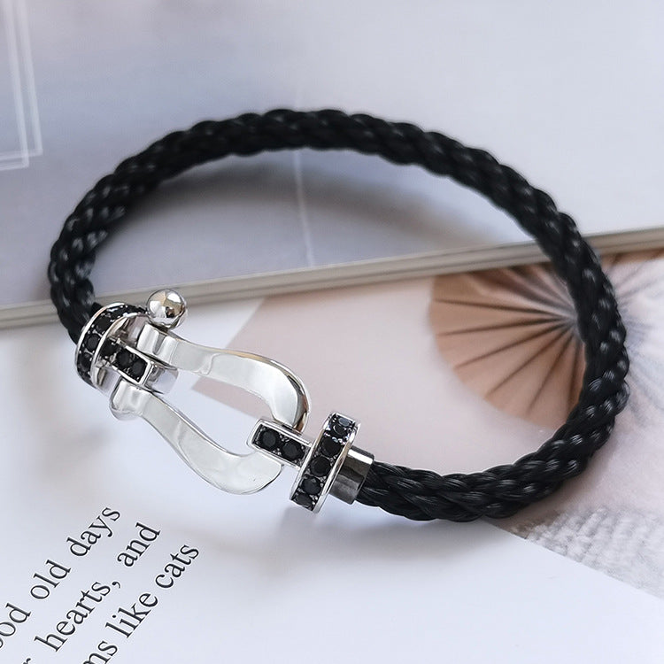 TimiFORCE LARGE HORSESHOE BLACK DIAMOND BRACELET SILVER