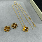 TimiCLOVER 15MM DIAMOND AND YELLOW TIGER'S EYE AGATE necklace
