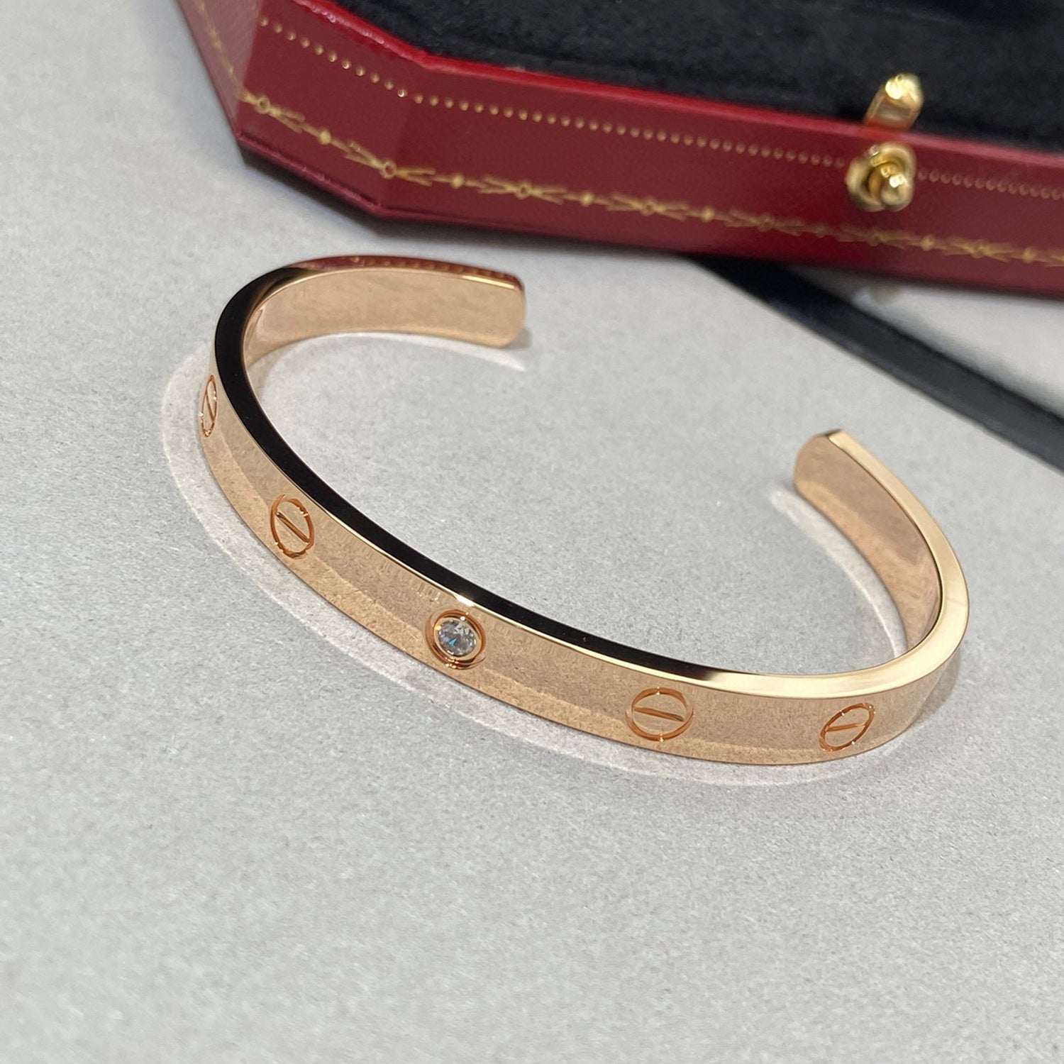 TimiLOVE BRACELET 6.1MM 1 DIAMOND OPEN CUFF