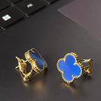 [Timi] CLOVER LARGE (20mm) 1 MOTIFS BLUE MOP STUD EARRINGS