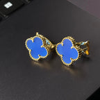 [Timi] CLOVER LARGE (20mm) 1 MOTIFS BLUE MOP STUD EARRINGS