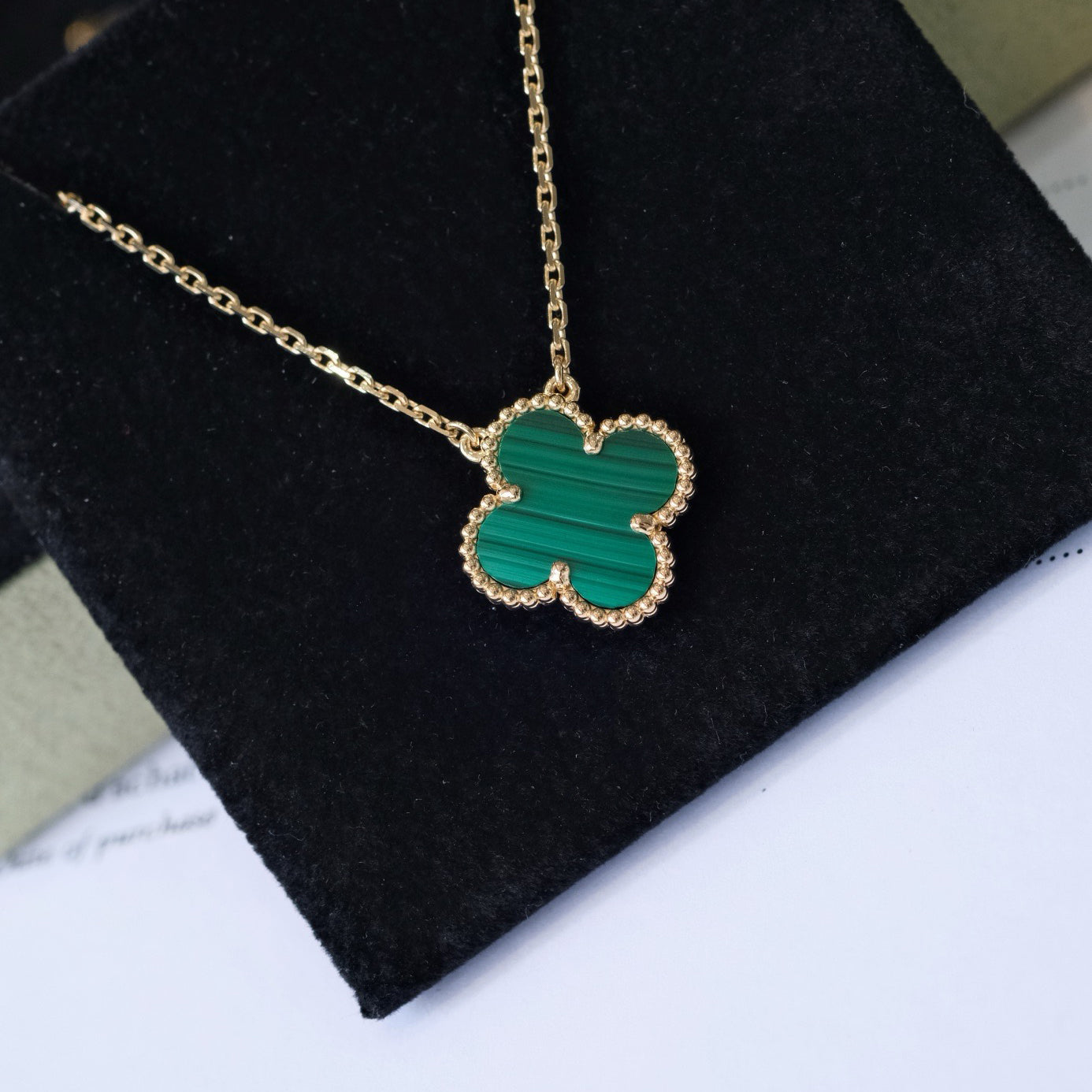 TimiCLOVER 15MM MALACHITE SINGLE FLOWER  NECKLACE