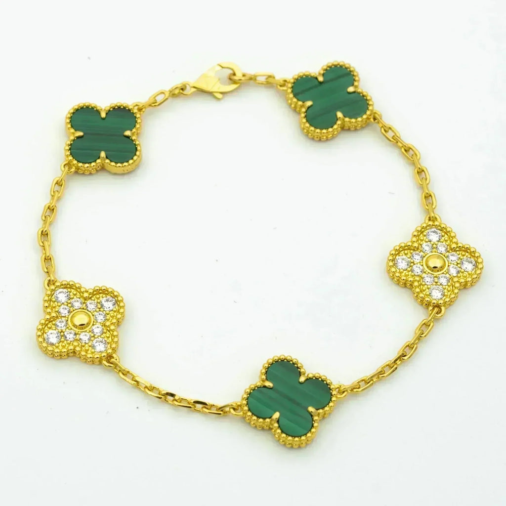 [Timi]New  CLOVER 5 MOTIF MALACHITE BRACELET COLLECTION
