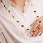 TimiCLOVER 20 MOTIFS CARNELIAN NECKLACE