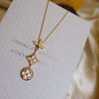 TimiCOLOR BLOSSOM LARIAT NECKLACE PINK GOLD WHITE MOTHER PEARL AND DIAMOND