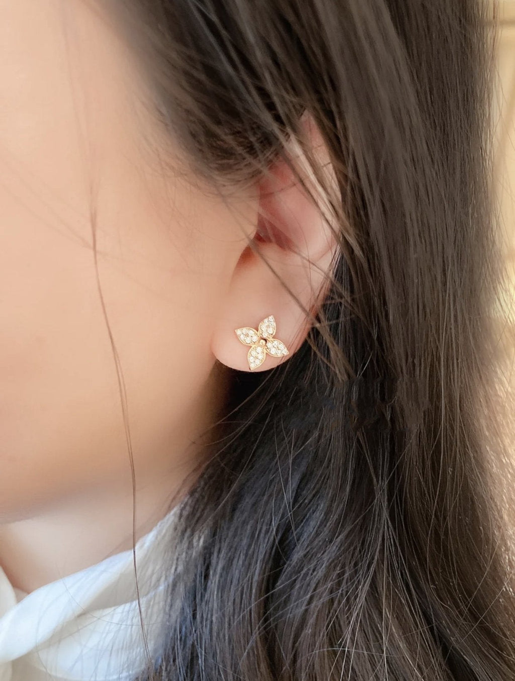 TimiSTAR BLOSSOM STUD EARRINGS PINK GOLD DIAMONDS