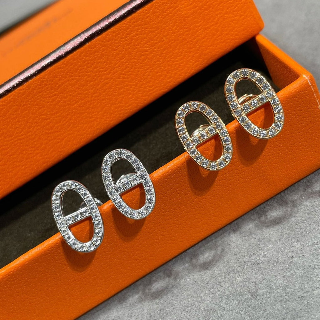 TimiHM FULL DIAMOND PIG NOSE STUD EARRINGS