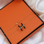 TimiHM CLIC BLACK ENAMEL GOLD NECKLACE