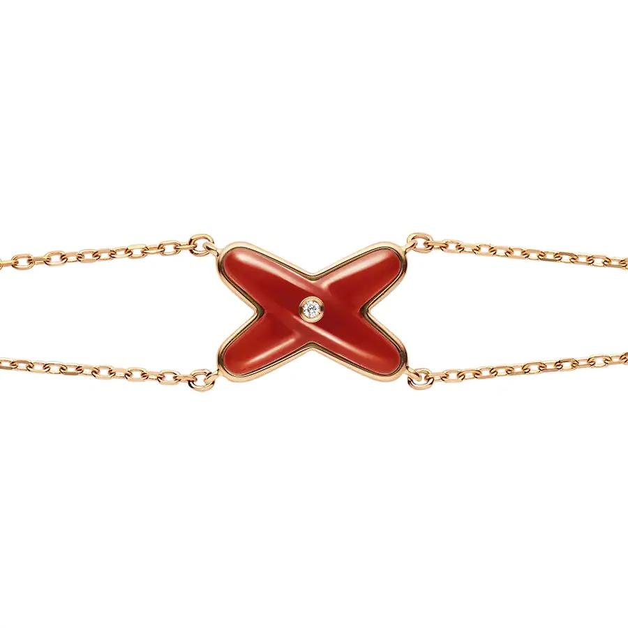 TimiJEUX BRACELET CARNELIAN PINK GOLD 1 DIAMOND