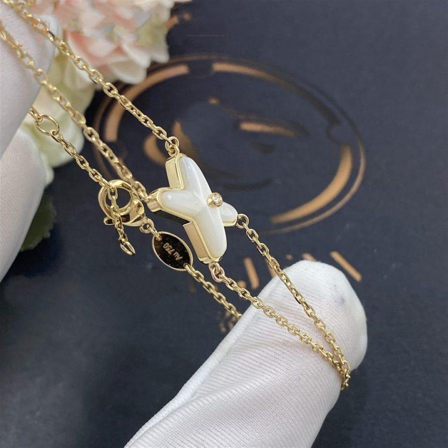TimiJEUX BRACELET WHITE MOP GOLD 1 DIAMOND