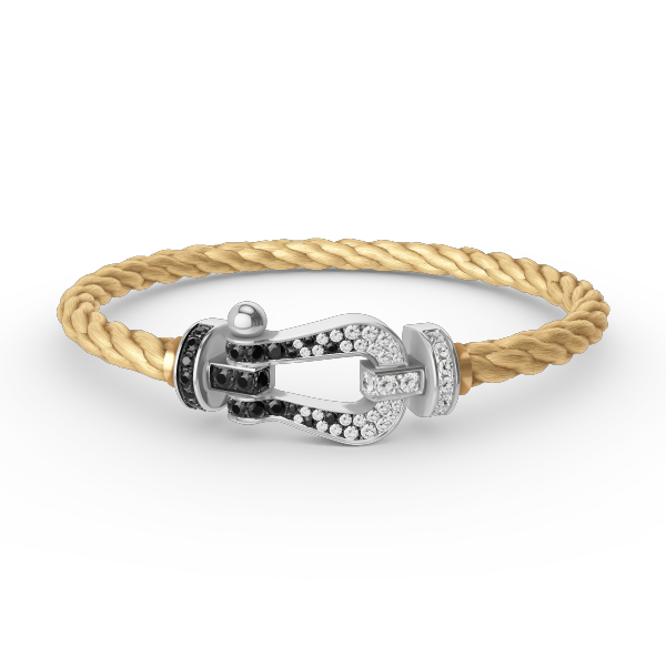 TimiFORCE LARGE HORSESHOE BLACK WHITE DIAMOND BRACELET SILVER