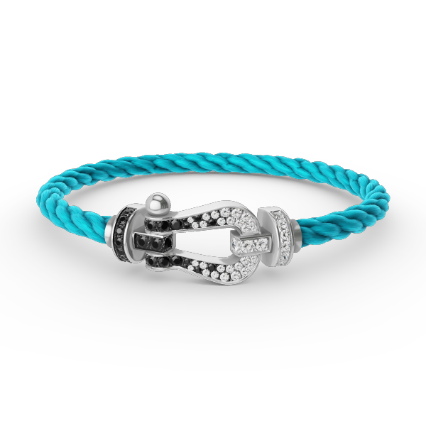 TimiFORCE LARGE HORSESHOE BLACK WHITE DIAMOND BRACELET SILVER