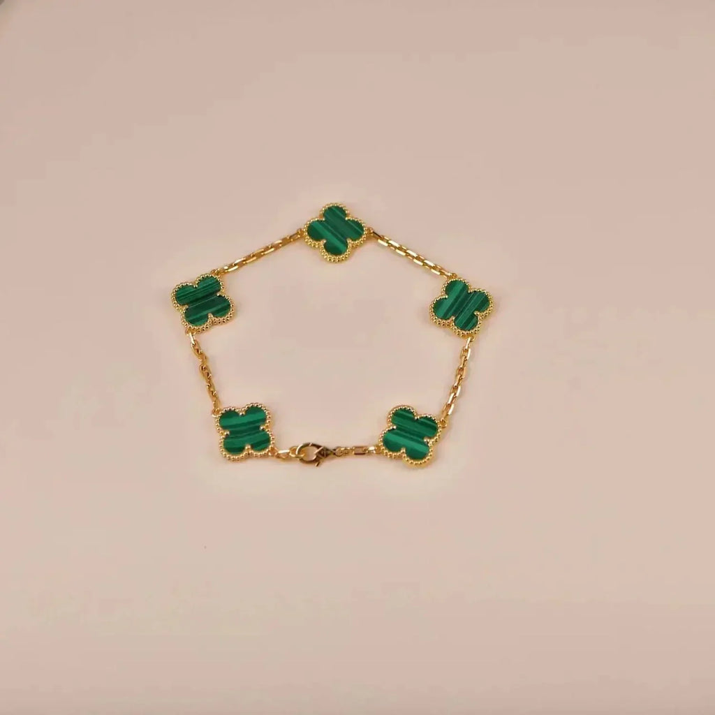 [Timi]New  CLOVER 5 MOTIF MALACHITE BRACELET COLLECTION