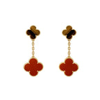 TimiCLOVER  2 MOTIF  TIGER EYE CARNELIAN EARRINGS