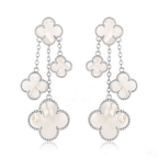 TimiCLOVER EARRINGS WHITE MOP 4 MOTIFS SILVER