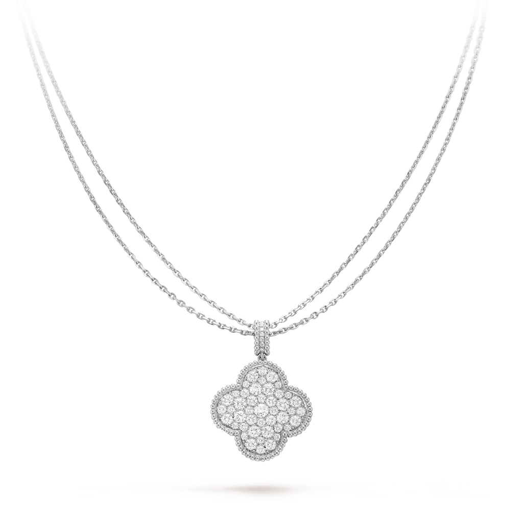 TimiCLOVER 25MM SILVER FULL DIAMOND BIG CLOVER NECKLACE