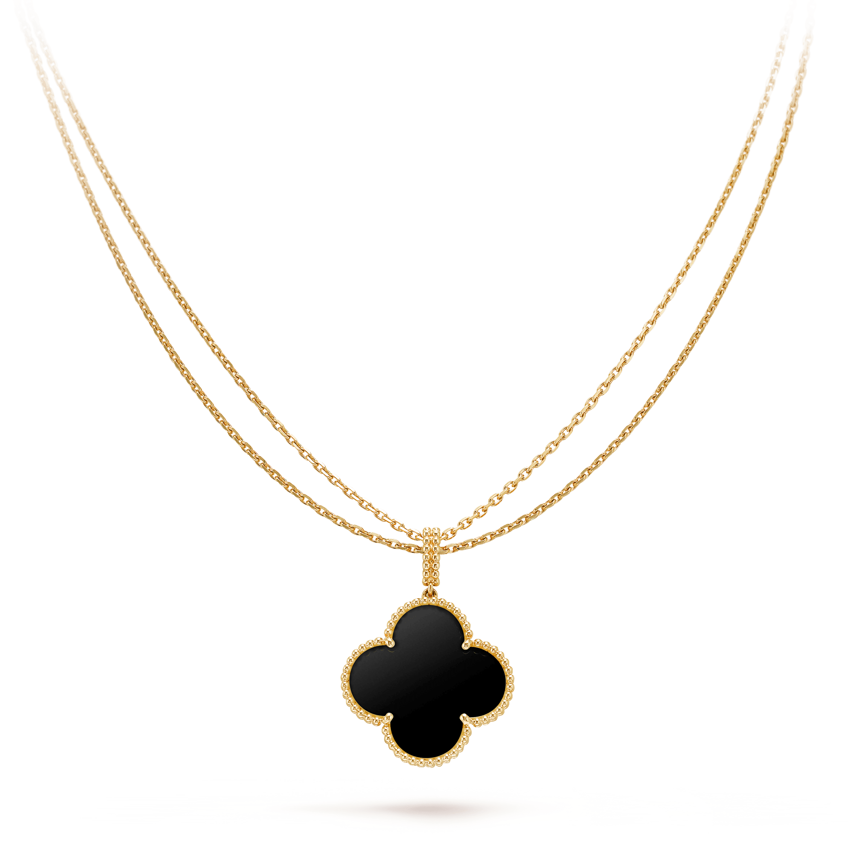 TimiCLOVER 25MM GOLD ONYX BIG CLOVER NECKLACE