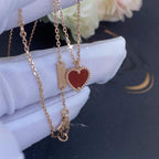 TimiSWEET CLOVER CARNELIAN HEART NECKLACE
