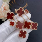 TimiCLOVER EARRINGS CARNELIAN 4 MOTIFS PINK GOLD