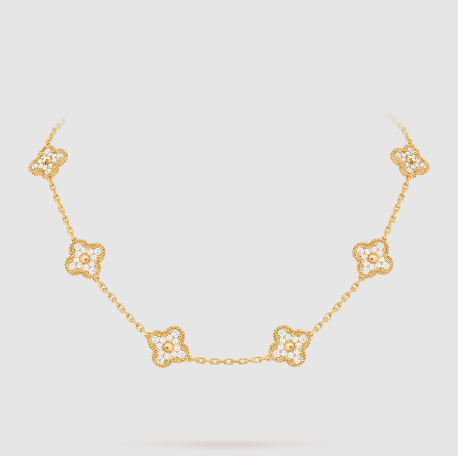 [Timi]CLOVER 10 MOTIFS FULL DIAMOND NECKLACE