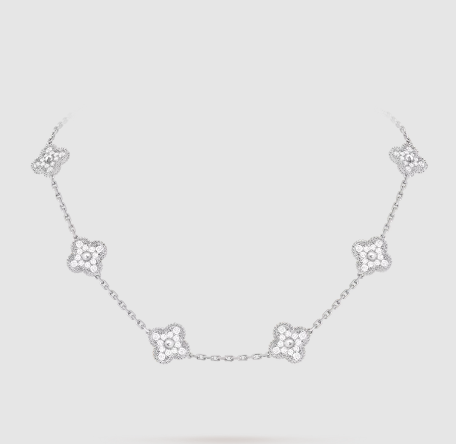 [Timi]CLOVER 10 MOTIFS FULL DIAMOND NECKLACE