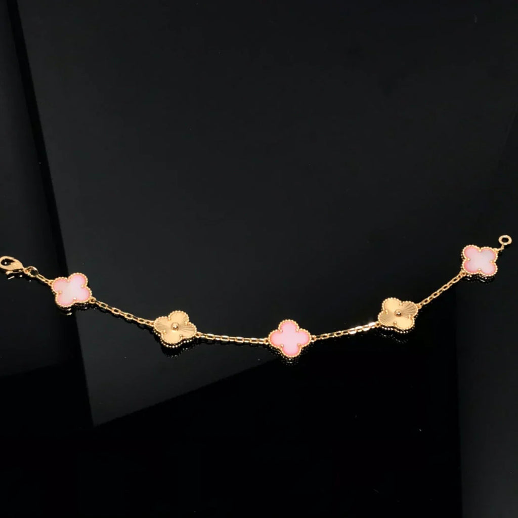 [Timi]New  CLOVER 5 MOTIFS  PINK MOP BRACELET COLLECTION